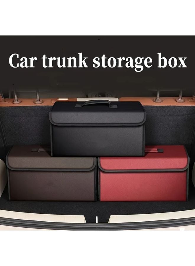 Foldable Car Trunk Organizer Box Multi Compartment Storage Collapsible Mocha Brown - Image 5